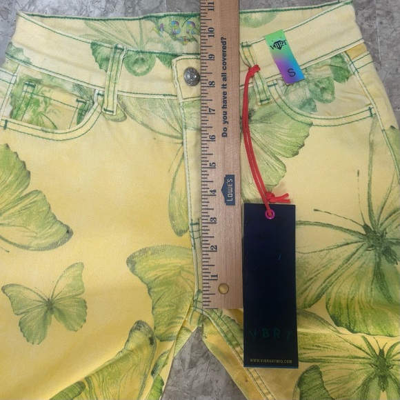 NWT VBRT Vibrant Miu Butterfly Print Yellow Green Wide Leg Fairycore Jeans S - Picture 11 of 13